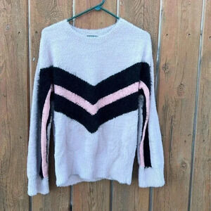 WOMENS VINCE CAMUTO CHEVRON SWEATER Md  PINK‎ PULLOVER warm party pink black y2k